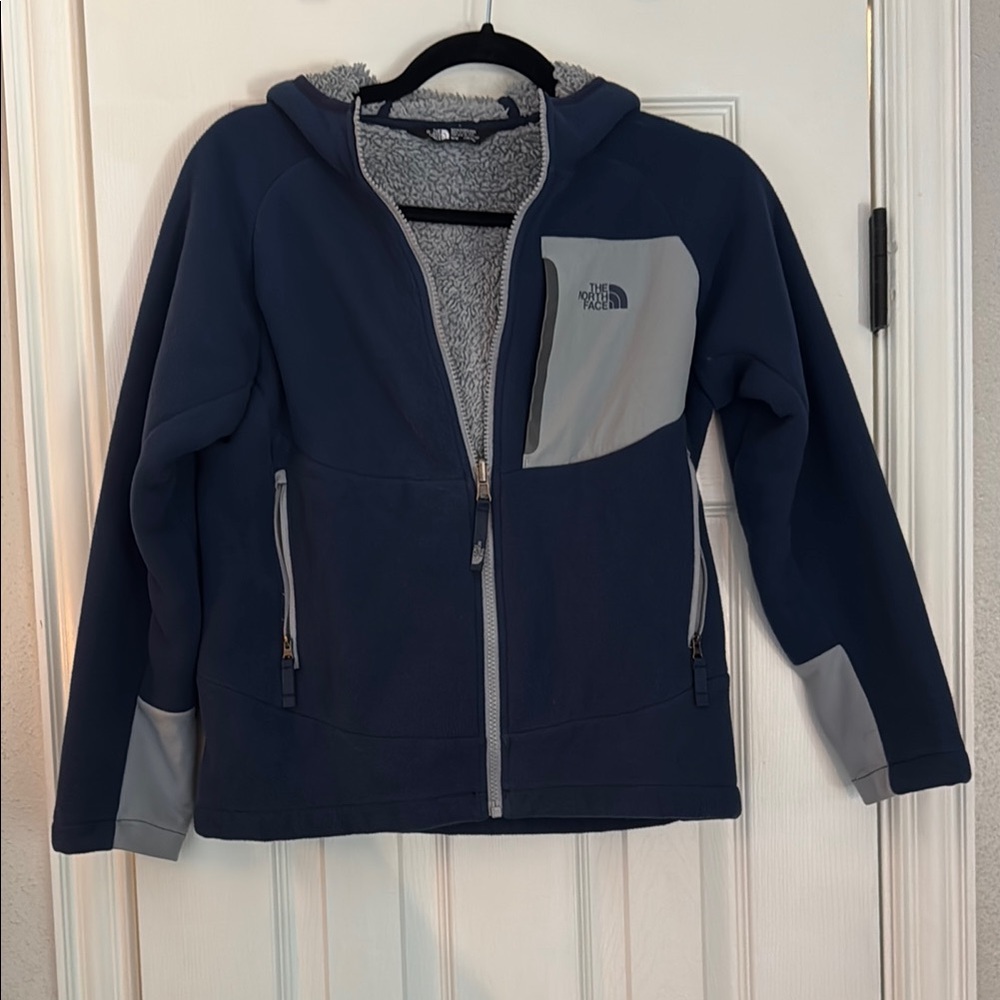 The North Face Blue and Gray Hooded Jacket